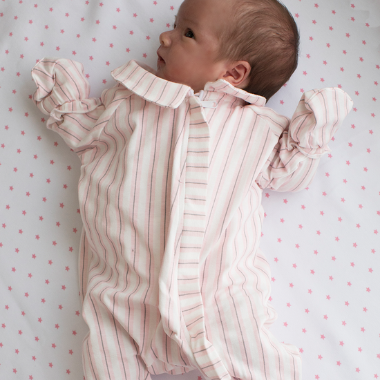 STRAND PINK COTTON BABY SLEEPSUIT